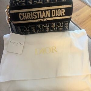 Dior Black and Cream Cosmetic Bag